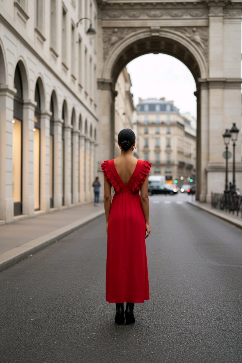 Vestido rojo ruffles
